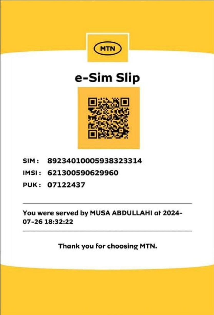 mtn esim QR码
